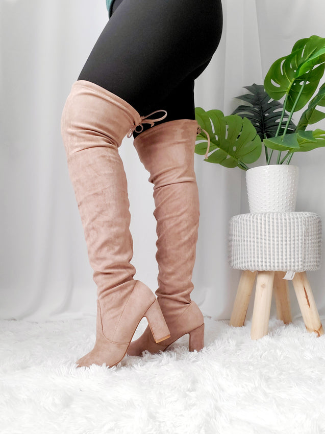 TAUPE OVER THE KNEE BOOTS